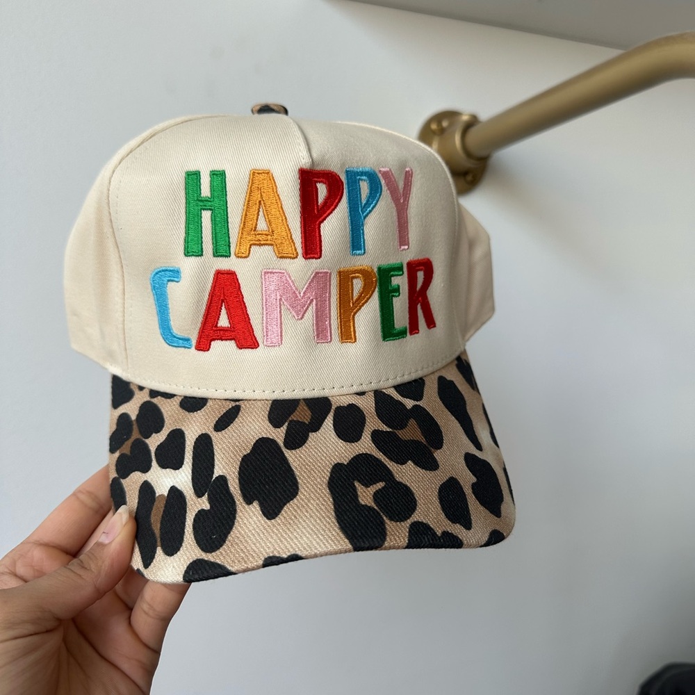 Happy Camper Leopard Print Cap